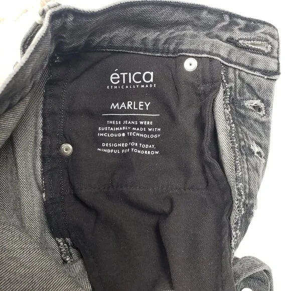 Anthropologie Etica Marley Ultra High Rise Baggy Jeans Women's Sz 30 Icicle Grey - Picture 13 of 16